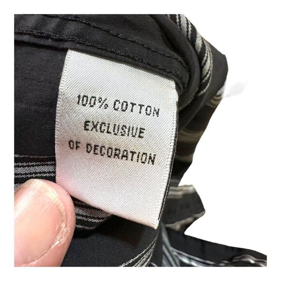 Tailor byrd Mens Classic Fit Striped Long Sleeve Cotton Shirt Size L Flip Cuff - Picture 6 of 7